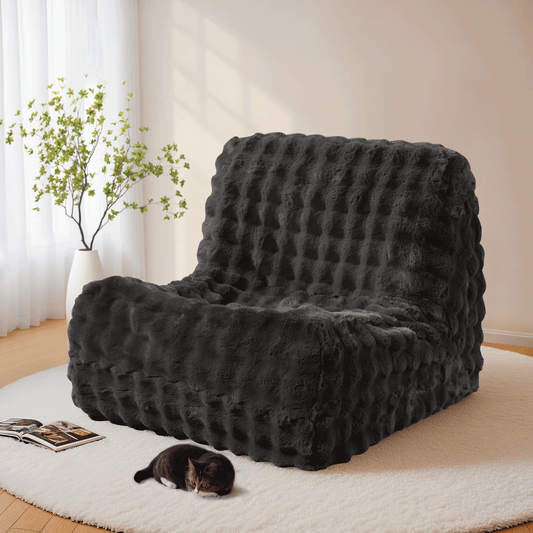 OVIOS Luxurious Fluffy Faux Fur Bean Bag Couch