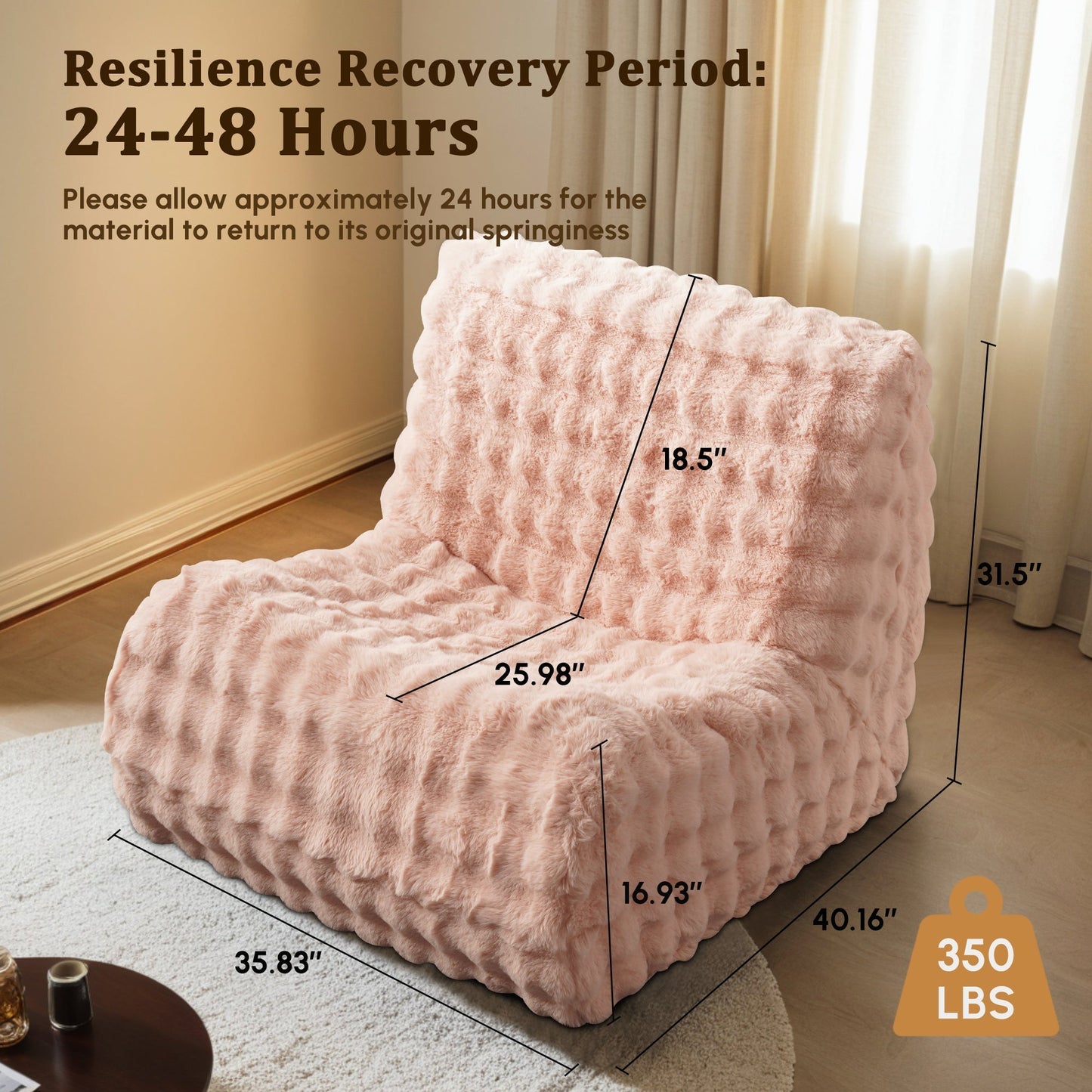 OVIOS Luxurious Fluffy Faux Fur Bean Bag Couch