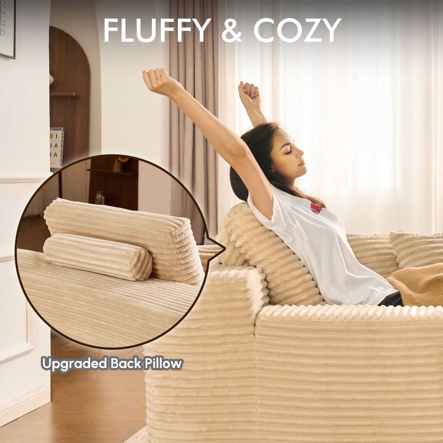 OVIOS 67'' Chaise Lounge Chair with Cup Holders