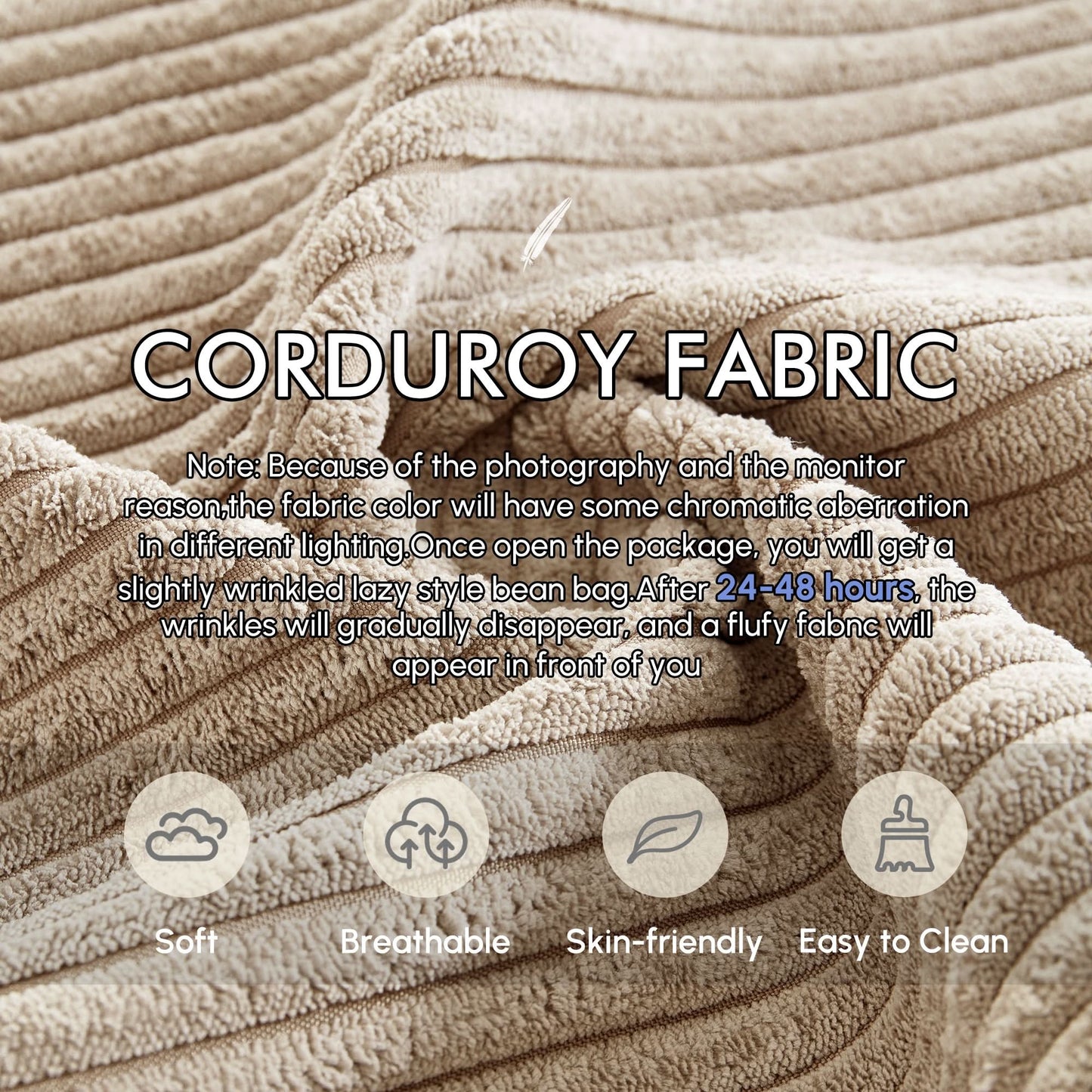 OVIOS 67'' Oversized Chaise Lounge ,Corduroy Sleeper Sofa with Cup Holders