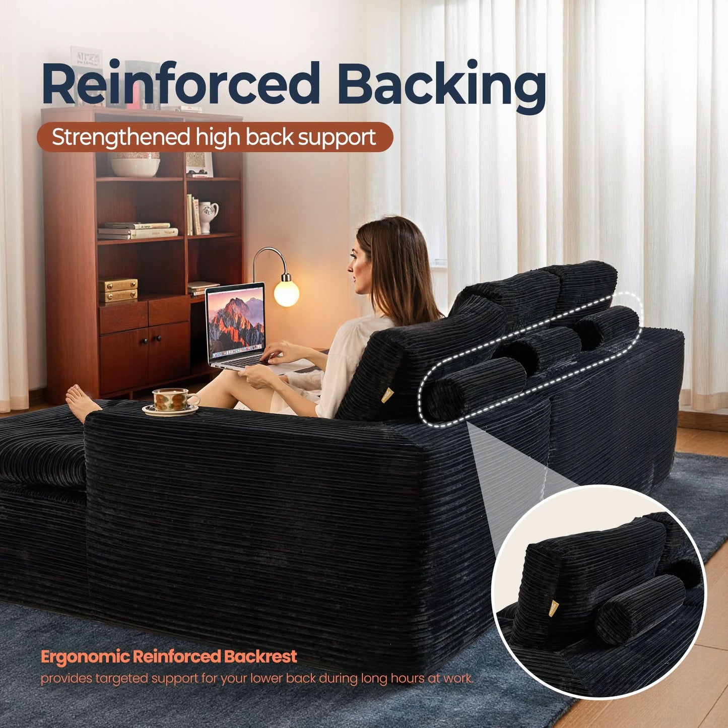 OVIOS 105" Modular L-Shape Sectional Sofa with Chaise, Deep Seat Cloud Couch