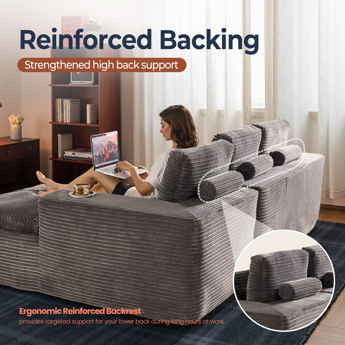 OVIOS 105" Modular L-Shape Sectional Sofa with Chaise, Deep Seat Cloud Couch