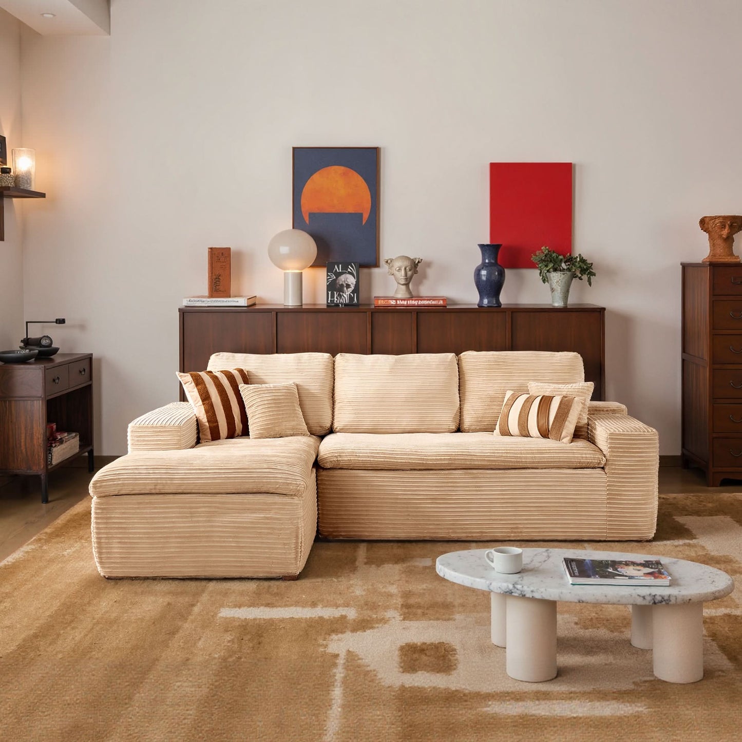 OVIOS 105" Modular L-Shape Sectional Sofa with Chaise, Deep Seat Cloud Couch