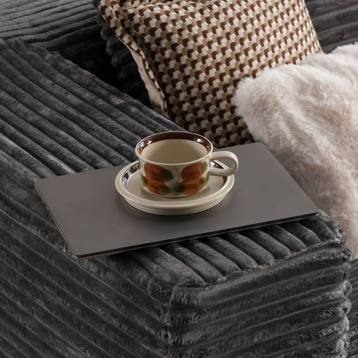 OVIOS 104" L-Shape Modular Couch with Chaise, Plush Corduroy Fabric, No Assembly Required