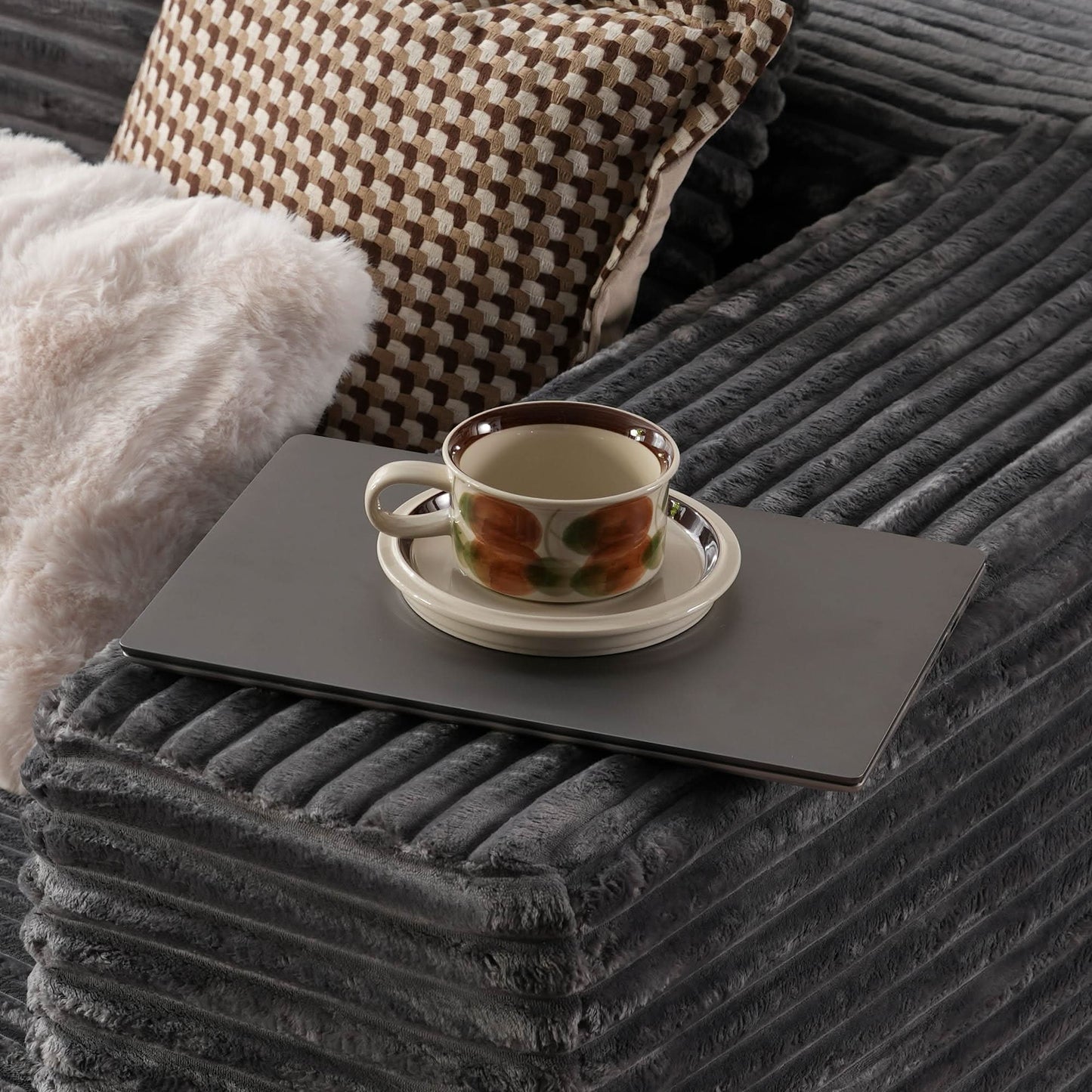 OVIOS 104" L-Shape Modular Couch with Chaise, Plush Corduroy Fabric, No Assembly Required