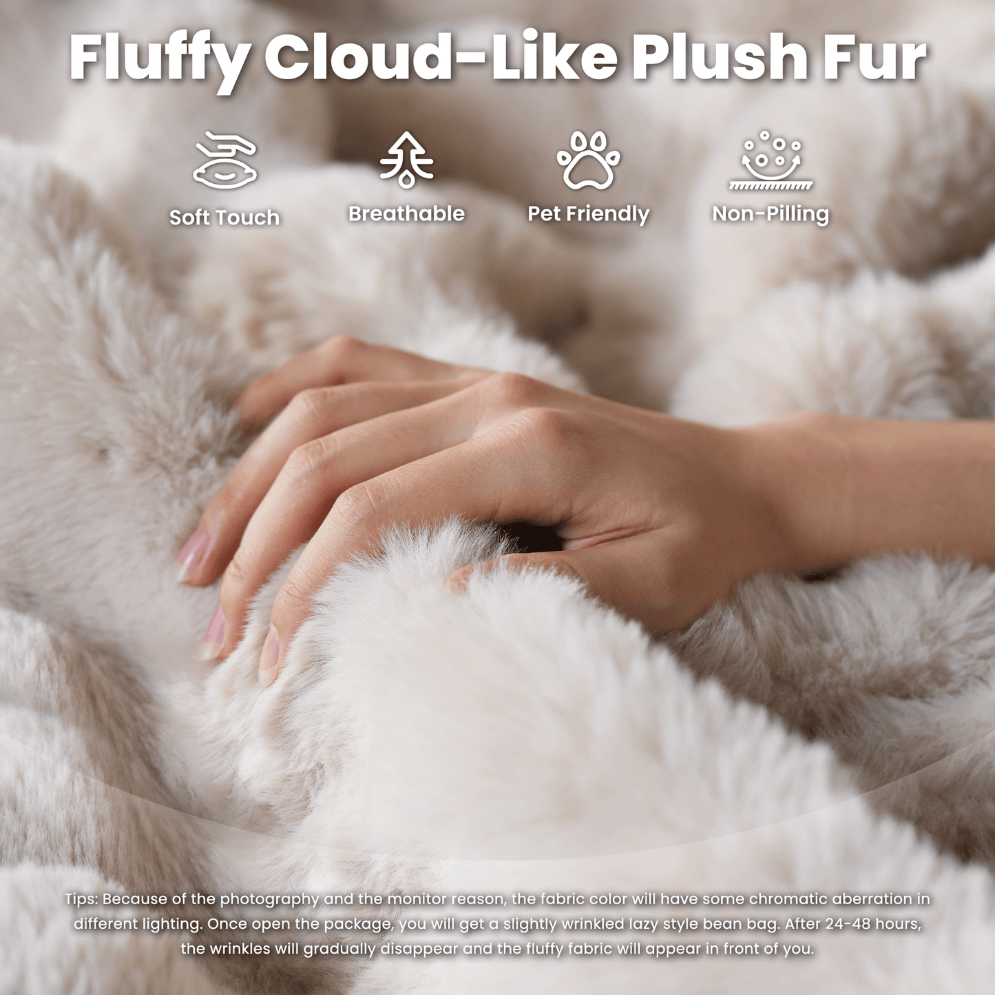 OVIOS Luxurious Fluffy Faux Fur Bean Bag Couch