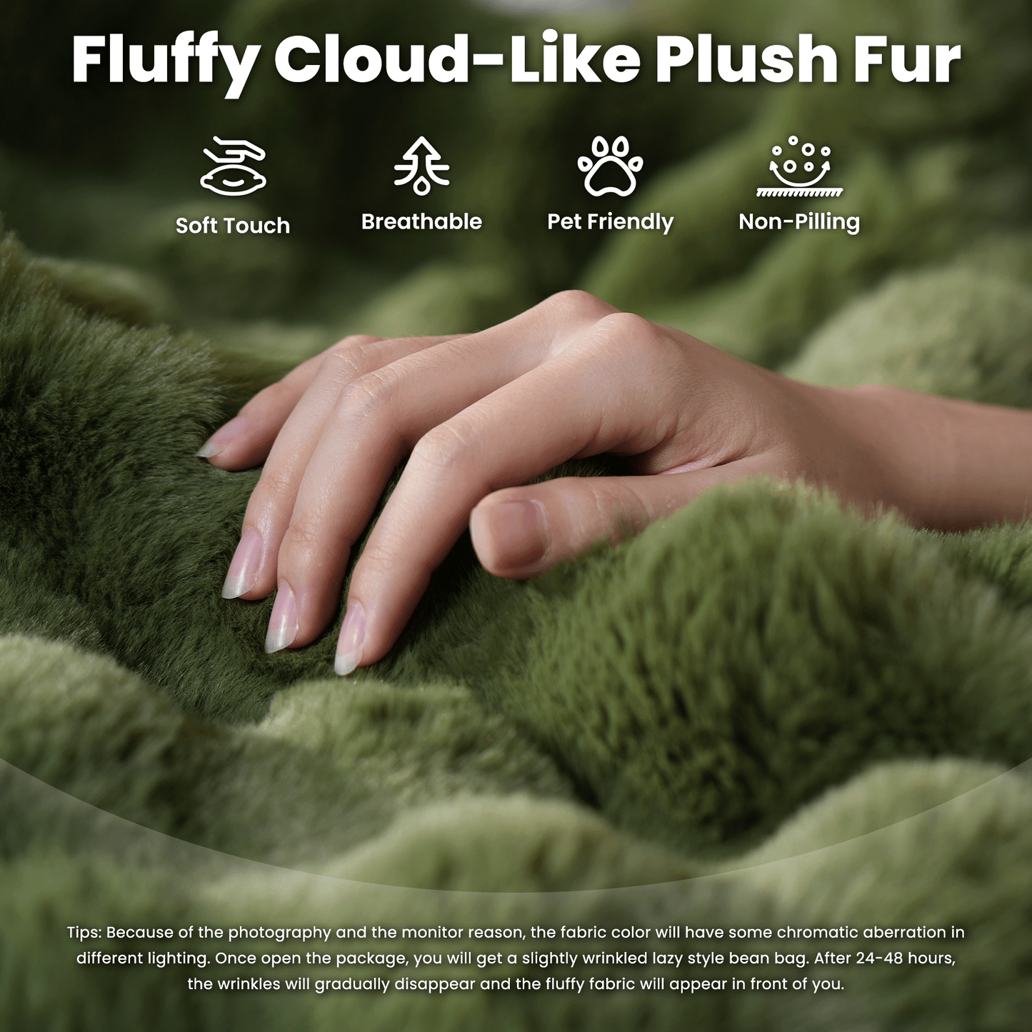 OVIOS Luxurious Fluffy Faux Fur Bean Bag Couch