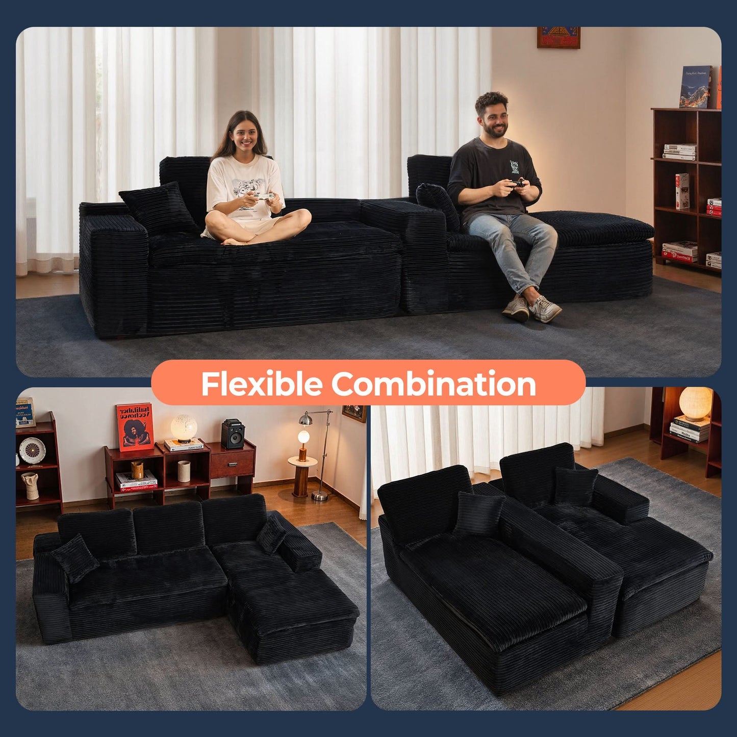 OVIOS 105" Modular L-Shape Sectional Sofa with Chaise, Deep Seat Cloud Couch