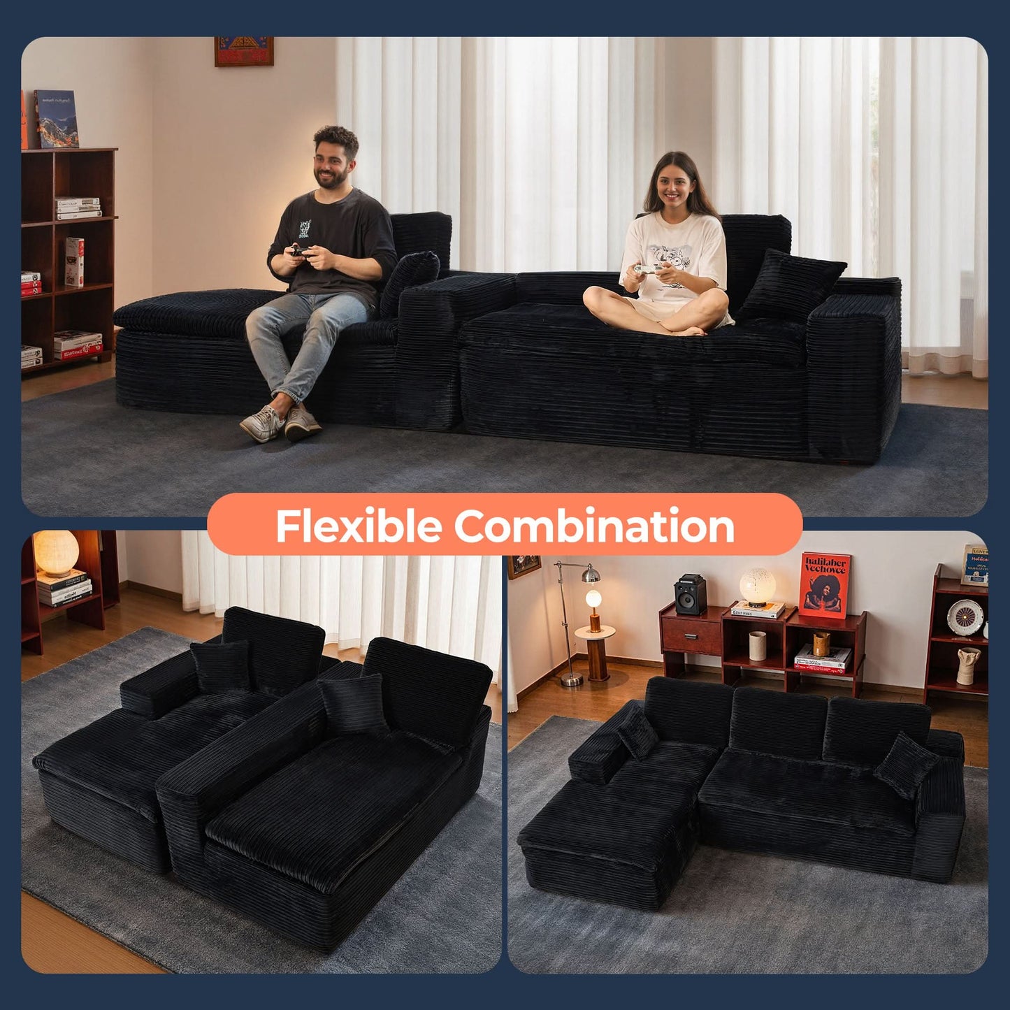 OVIOS 105" Modular L-Shape Sectional Sofa with Chaise, Deep Seat Cloud Couch