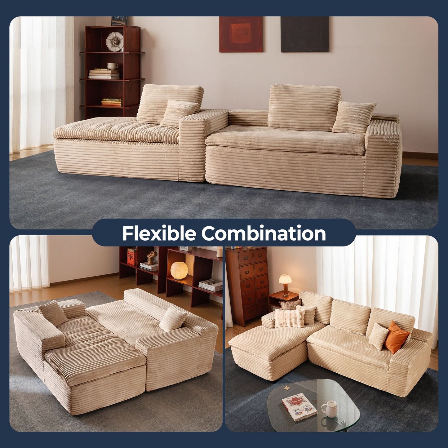 OVIOS 105" Modular Sectional Sofa with Chaise,Deep Seat Cloud Couch, Modern L-Shape