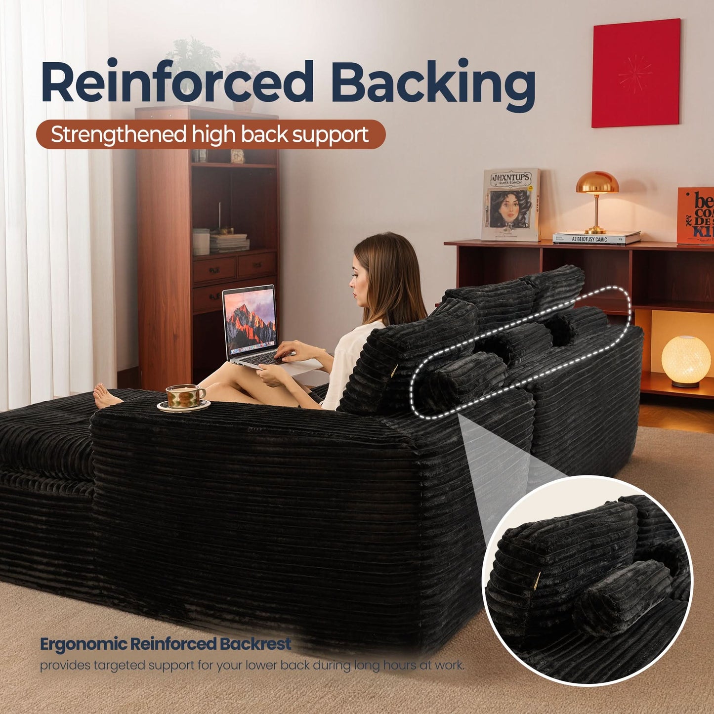 OVIOS 105" Modular Sectional Sofa with Chaise,Deep Seat Cloud Couch, Modern L-Shape