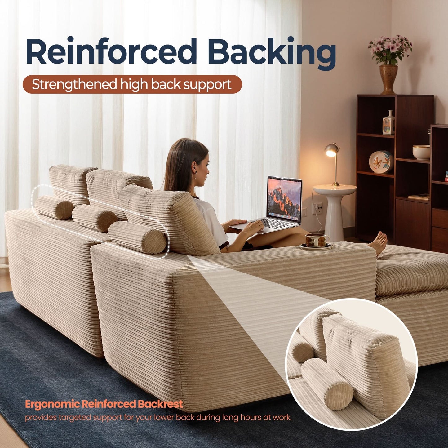 OVIOS 105" Modular L-Shape Sectional Sofa with Chaise, Deep Seat Cloud Couch