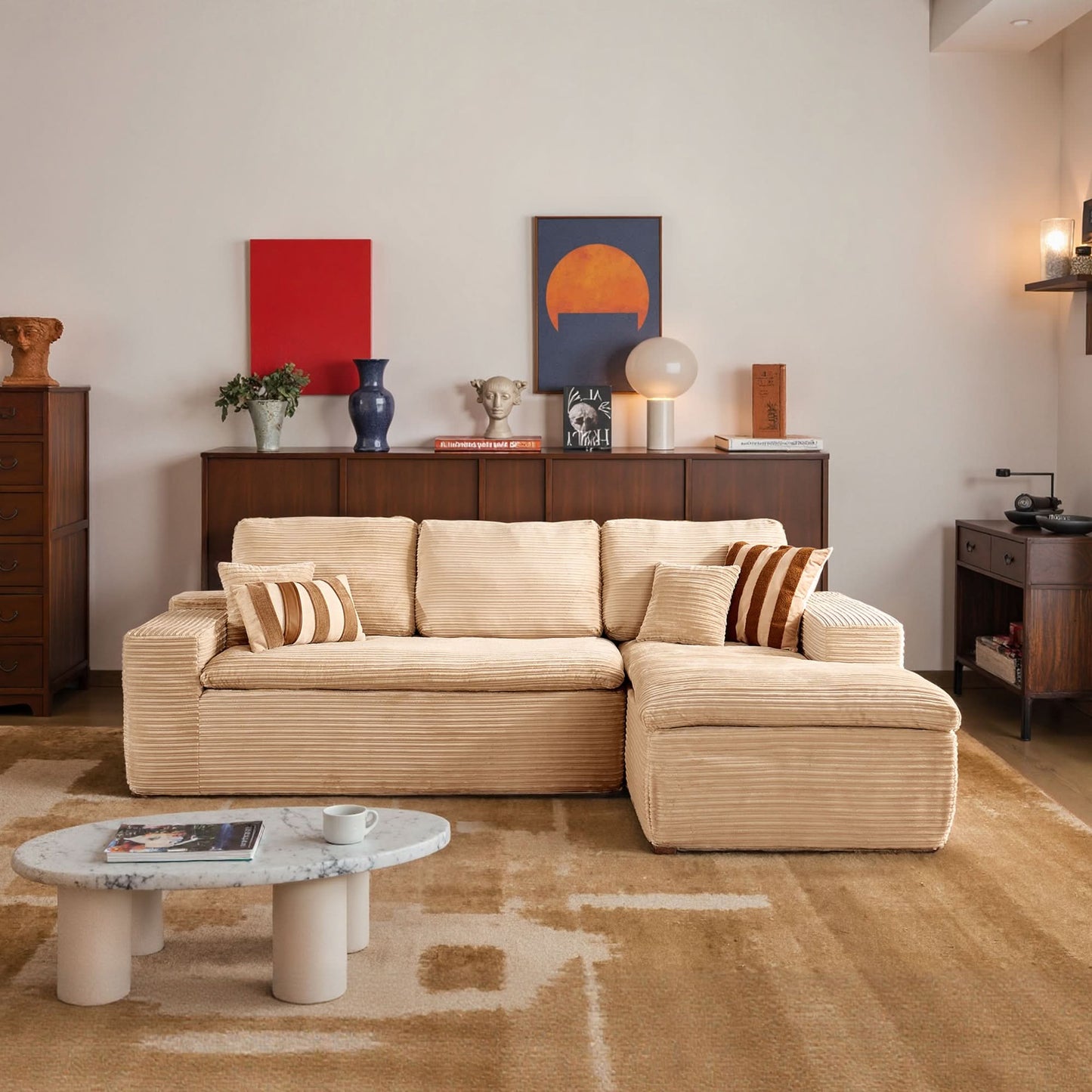 OVIOS 105" Modular L-Shape Sectional Sofa with Chaise, Deep Seat Cloud Couch