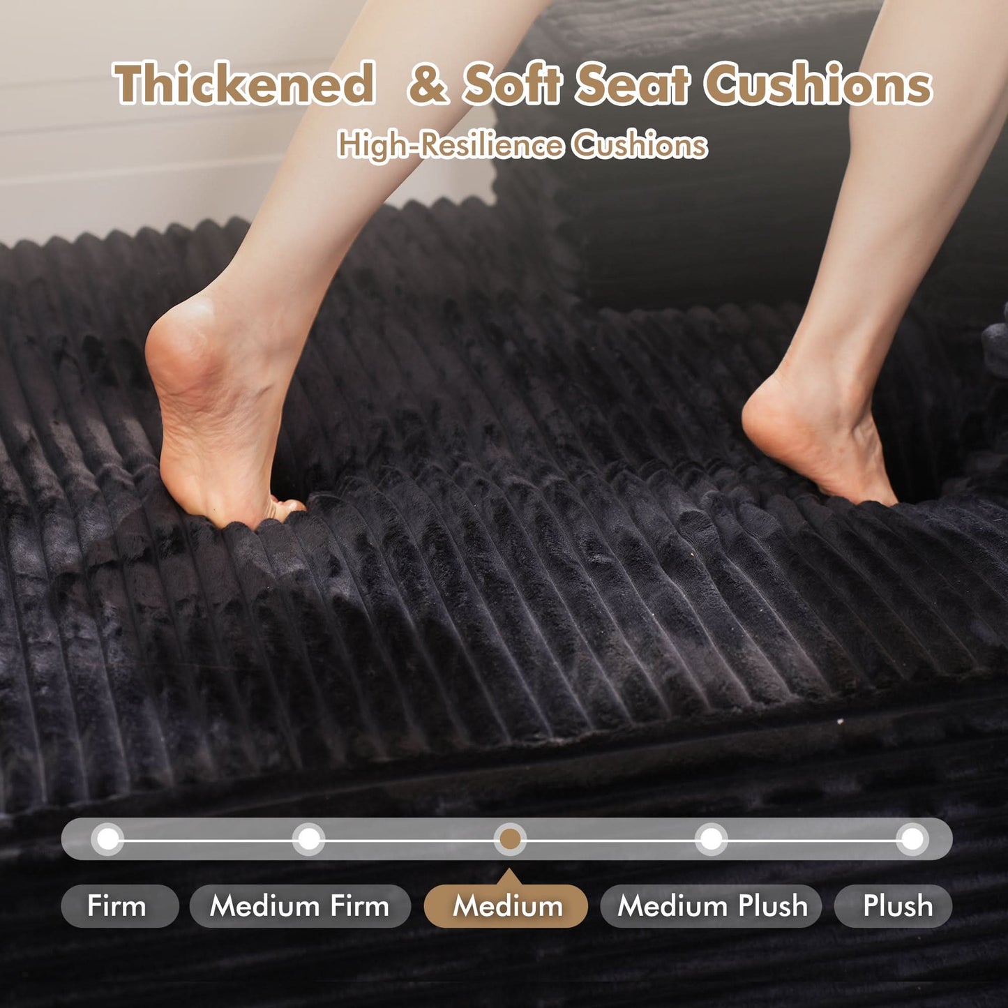 OVIOS Modular Cloud Sofa with Memory Foam, L-Shaped Chaise, Corduroy Upholstery - No Assembly Needed