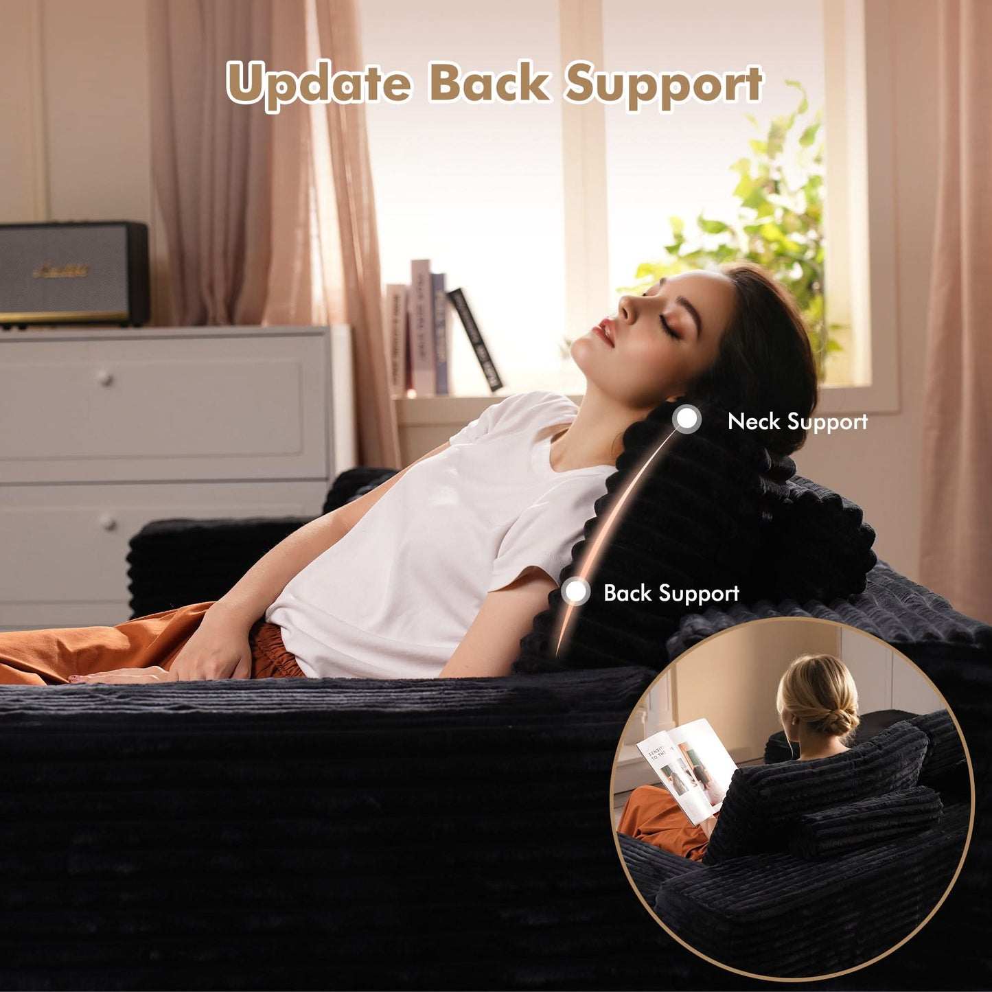 OVIOS Modular Cloud Sofa with Memory Foam, L-Shaped Chaise & Corduroy Upholstery - No Assembly Required