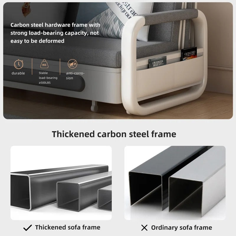 2-in-1 Multifunctional Sofa Bed w/ Adjustable Backrest & Storage